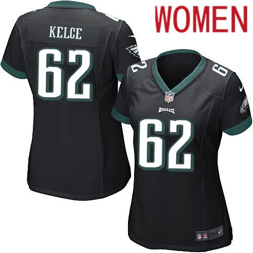 Women Philadelphia Eagles #62 Jason Kelce Nike Black Game NFL Jersey->women nfl jersey->Women Jersey